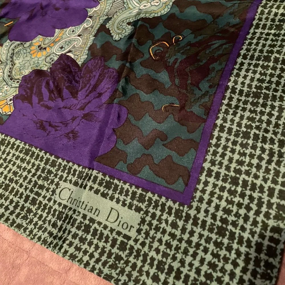 vintage CHRISTIAN DIOR silk scarf (30 inches square)